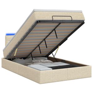 vidaXL Ottoman-Bett mit Matratze und LED Creme 120 x 200 cm Stoff