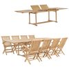 vidaXL 9-tlg. Garten-Essgruppe 180-280 x 100 x 75 cm Teak Massivholz