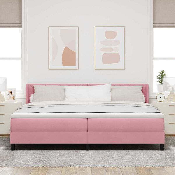 vidaXL Boxspringbett mit Matratze Rosa 200 x 200 cm Polyester