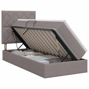 vidaXL Aufbewahrungsbett mit Matratze Taupe 100 x 200 cm Stoff