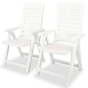 vidaXL 2 St&uuml;ck verstellbare Klappst&uuml;hle aus Kunststoff, wei&szlig;