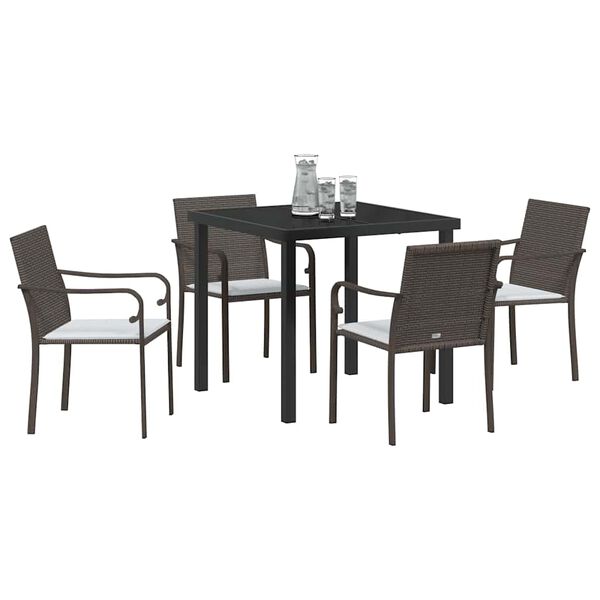 vidaXL Garten Essgruppe 5 pcs Braun Poly Rattan