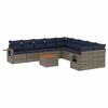 vidaXL 11-teiliges Gartensofa-Set mit Kissen, grau, Polyrattan