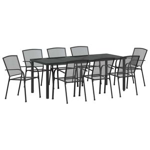 vidaXL Garten Essgruppe 9 stk. Anthrazit Pulverbeschichteter Stahl