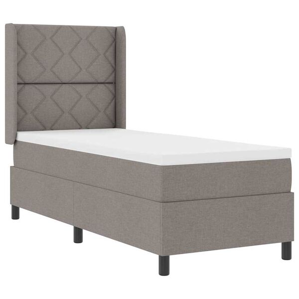 vidaXL Boxspringbett mit Matratze mit Kopfteil Taupe 200 x 80 cm Stoff