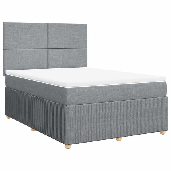 vidaXL Boxspringbett mit Matratze Hellgrau 140x200 cm Stoff