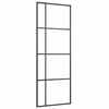 vidaXL Schiebetür mit Beschlag Schwarz 76x205 cm ESG-Glas