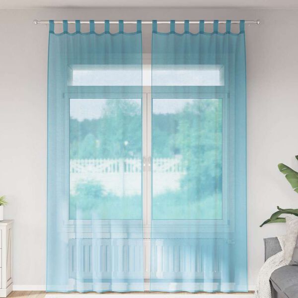 vidaXL Voile Vorh&auml;nge mit Schlaufen 2 Stk. T&uuml;rkis 140x260 cm
