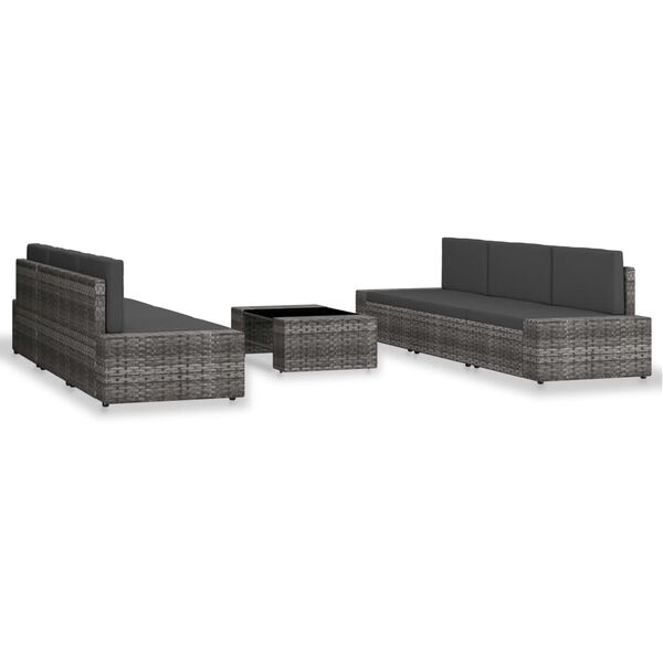 vidaXL 7-tlg. Garten-Lounge-Set Poly Rattan Grau