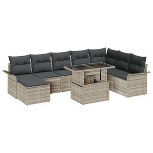 vidaXL Sofa Set 9 stk. Hellgrau Poly-Rattan