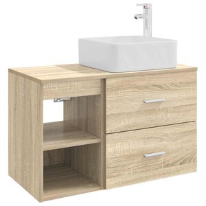 vidaXL Badezimmerm&ouml;bel-Set 2 pcs Sonoma-Eiche Holzwerkstoff