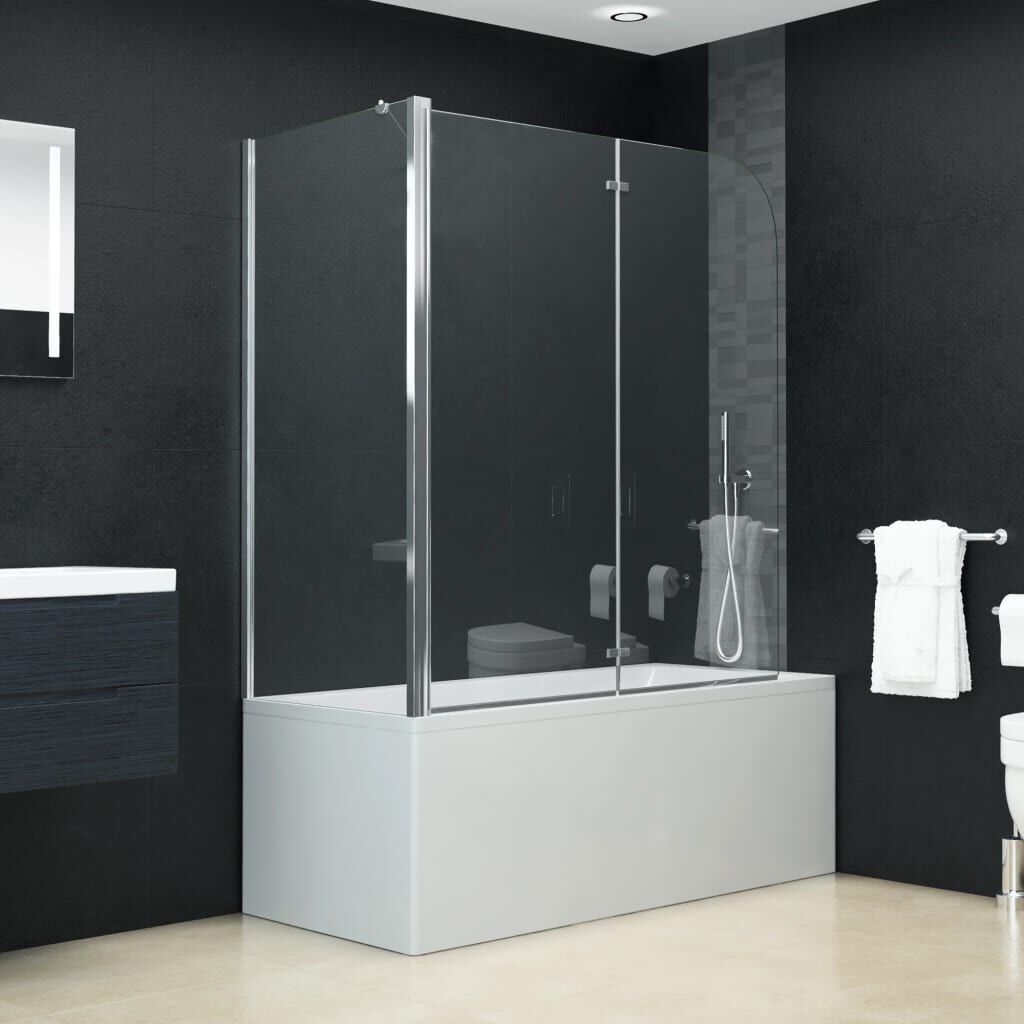 VidaXL Faltbare Duschkabine Aus ESG-Sicherheitsglas - 100x140cm, Schwarz - Faltwand Für Badewanne