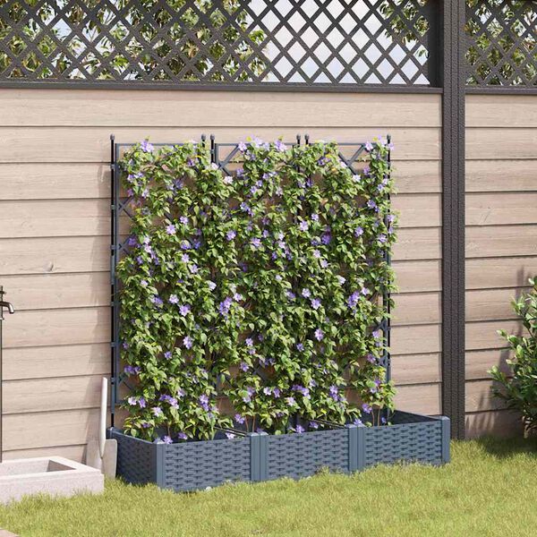 vidaXL Garten-Pflanzgef&auml;&szlig; 3 pcs Hellgrau 120 x 40 x 125,5 cm Stahl