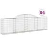 vidaXL Gabionen mit Hochbogen 6 Stk. 300x30x80/100 cm Verzinktes Eisen