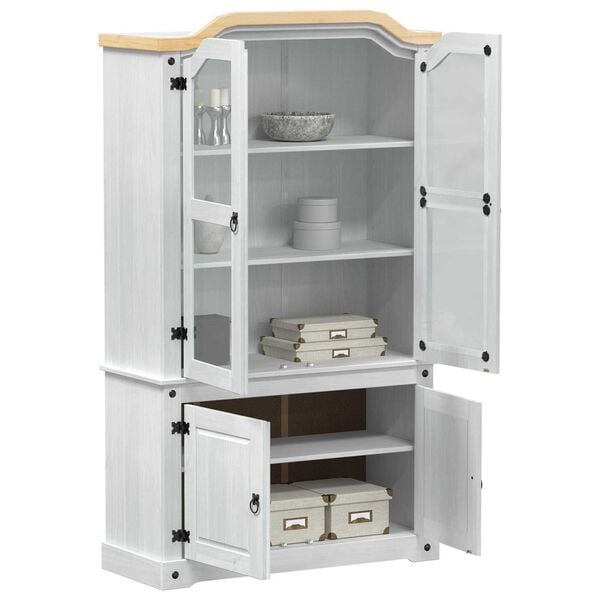 vidaXL Vitrine Wei&szlig; 103,5 x 42 x 180 cm Massives Kiefernholz