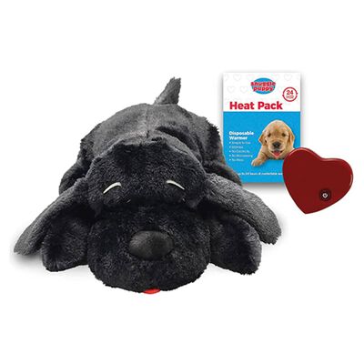 Snuggle Puppy Hundespielzeug mit Herzschlag Schwarz