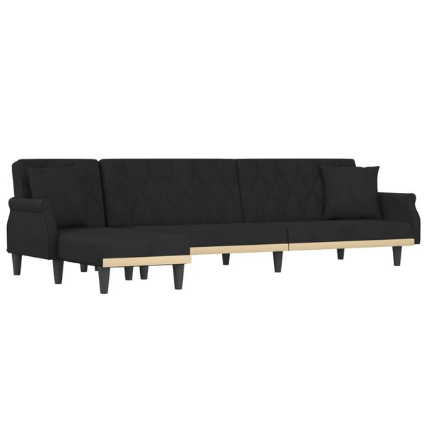 vidaXL Schlafsofa in L-Form Schwarz 271x140x70 cm Samt