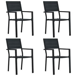 vidaXL Gartenst&uuml;hle 4 Stk. Schwarz HDPE Holz-Optik