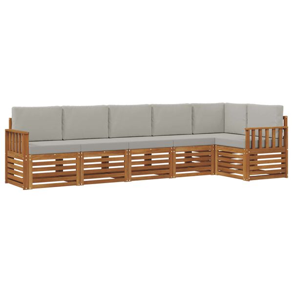 vidaXL Sofagarnituren 6 pcs Nat&uuml;rlich und Hellgrau Massivholz Akazie