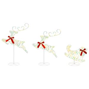 vidaXL Weihnachtsrentier mit Schlitten 3 stk. 72 LEDs Warmes Wei&szlig;
