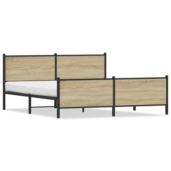 vidaXL Metallbett ohne Matratze Sonoma-Eiche 183x213 cm