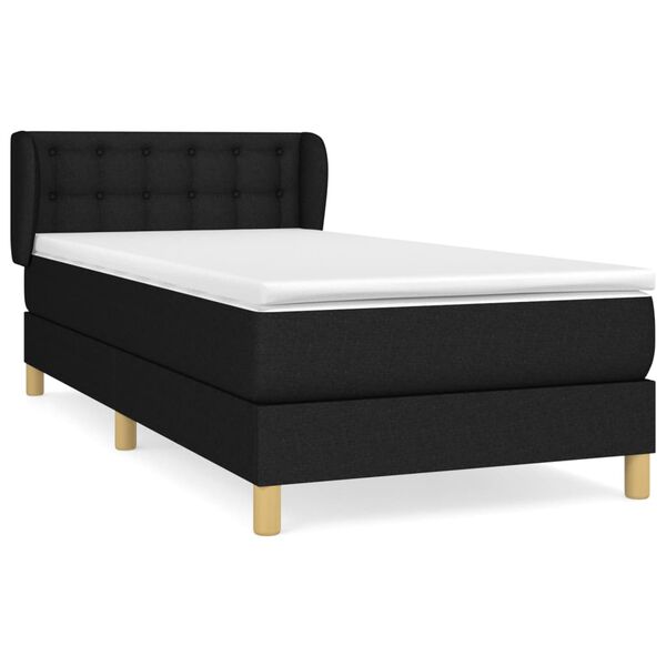 vidaXL Boxspringbett mit Matratze Schwarz 80x200 cm Stoff