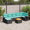 vidaXL 8-tlg. Garten-Sofagarnitur mit Kissen Schwarz Poly Rattan