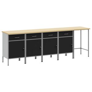 vidaXL Arbeitsschrankset mit Schubladen 5 Stk. Schwarz und Grau