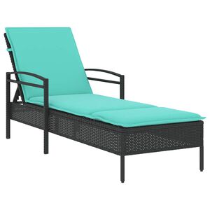 vidaXL Sonnenliege mit Kissen Schwarz 63 x 200 x 81 cm Poly Rattan