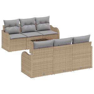 vidaXL Gartensofa-set mit Kissen mit Speicher 7 pcs Beige und Grau