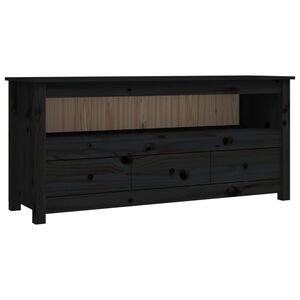 vidaXL TV-Schrank Schwarz 114x35x52 cm Massivholz Kiefer