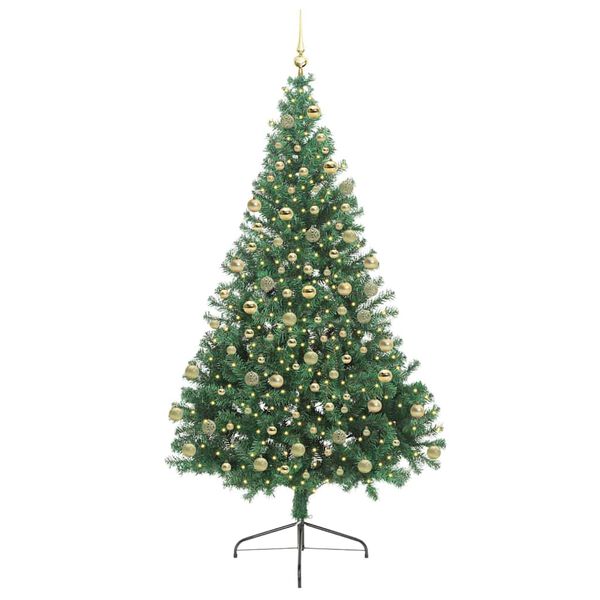 vidaXL K&uuml;nstlicher vorbeleuchteter Weihnachtsbaum Gr&uuml;n 180 cm PVC