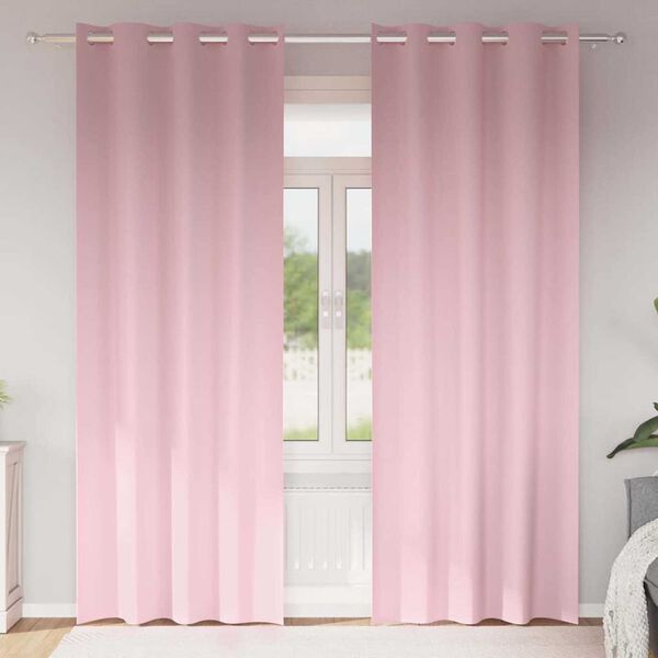 vidaXL Verdunkelungs-Vorh&auml;nge mit Ringen 2 pcs Babyrosa 225 x 140 cm