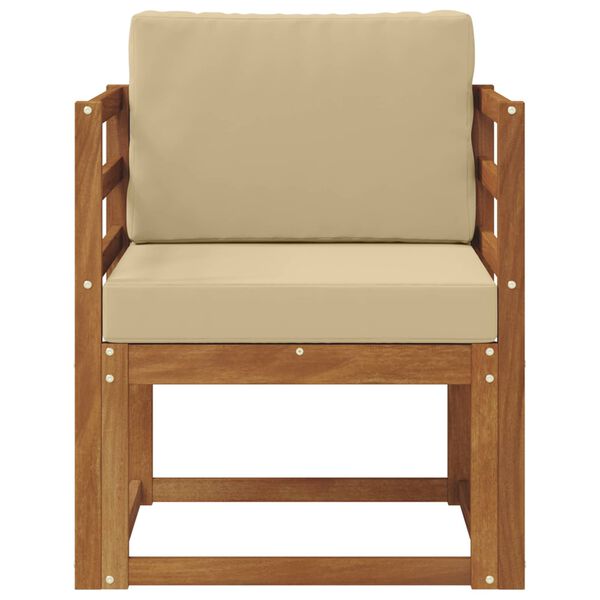 vidaXL Outdoor-Sofa Massives Akazienholz und Polyester Natur