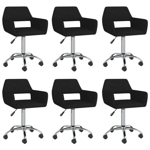 vidaXL Esszimmerst&uuml;hle 6 Stk. Drehbar Schwarz Stoff