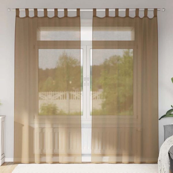 vidaXL Voile Vorhänge mit Schlaufen 2 Stk. Hellbraun 140x245 cm