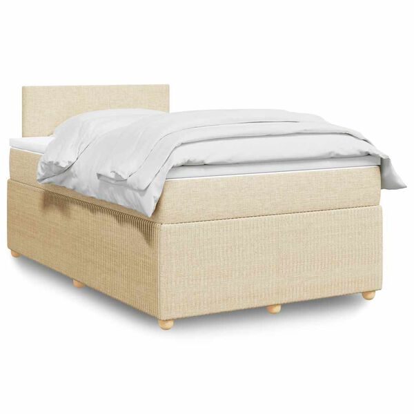 vidaXL Boxspringbett mit Matratze Creme 120x190 cm Stoff