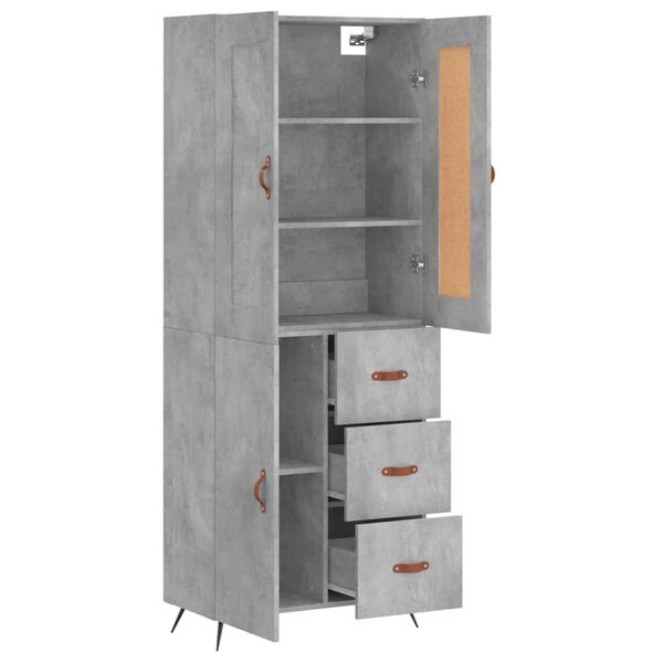 vidaXL Highboard Betongrau 69,5x34x180 cm Holzwerkstoff