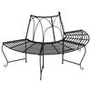 vidaXL Baumbank Halbrund &Oslash;159 cm Schwarz Stahl