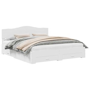 vidaXL Bettrahmen mit Kopfteil Wei&szlig; 180 x 200 cm Holzwerkstoff