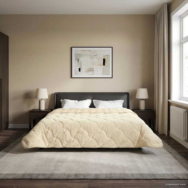 vidaXL Sommerdecke Creme 220 x 240 cm Mikrofaser und Teddy-Fleece