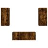 vidaXL 4-tlg. Wohnwand mit LED-Beleuchtung R&auml;uchereiche Holzwerkstoff