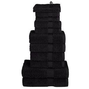 vidaXL 12 tlg. Premium-Handtuch-Set SOLUND Schwarz 600 g/m&sup2;