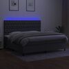 vidaXL Boxspringbett mit Matratze & LED Dunkelgrau 200x200 cm Stoff