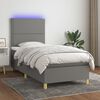 vidaXL Boxspringbett mit Matratze & LED Dunkelgrau 100x200 cm Stoff