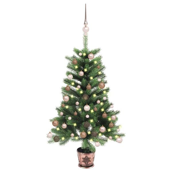 vidaXL Künstlicher Weihnachtsbaum mit Beleuchtung & Kugeln 65 cm Grün