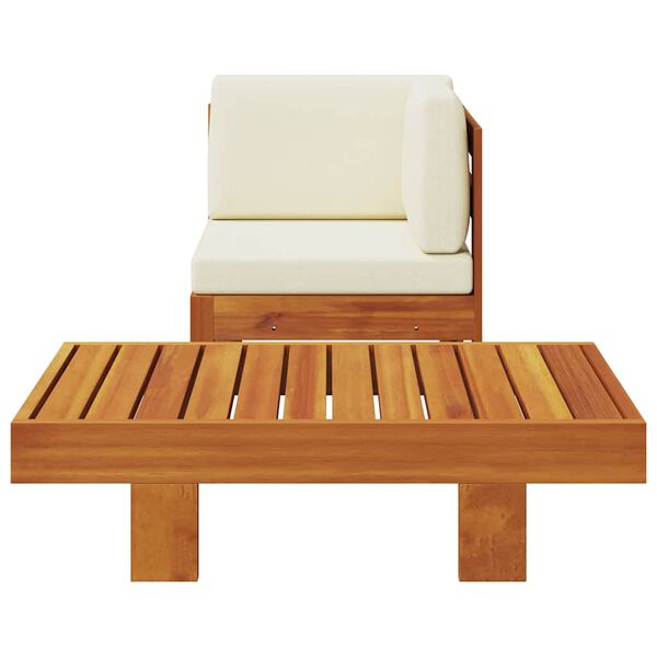 vidaXL 2-tlg. Garten-Lounge-Set mit Cremewei&szlig;en Kissen Akazienholz
