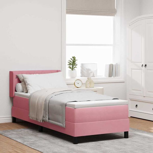 vidaXL Boxspringbett mit Matratze mit Kopfteil Rosa 200 x 80 cm Samt