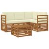 vidaXL Outdoor-Sofagarnitur 5 pcs Natur und Creme Massivholz Akazie