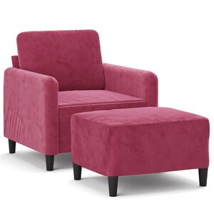 vidaXL Sessel mit Hocker Weinrot 60 cm Samt